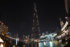 December 13, 2016 | Burj Khalifa from the Souk Al Bahar Bridge with Burj Kalifa Lake, Dubai, United Arab Emirates