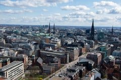 April 2, 2022 | View of city from Sankt Michaelis  church, Hamburg, Germany