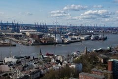 April 2, 2022 | View of port from Sankt Michaelis  church, Hamburg, Germany