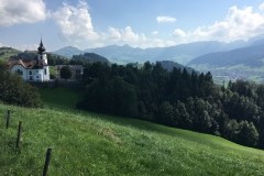 September 11, 2016 | 12. Etappe Degersheim - Appenzell | Kirche von Schlatt AR, im Hintergrund Appenzell AI