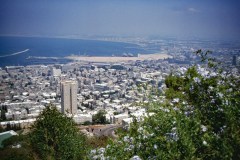 August 1984 | View from Bahá í gardens to Downtown Haifa, Israel