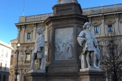 January 20, 2018 | Piazza della Scala with Statua di Leonardo da Vinci, Milan, Italy