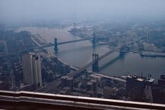 June 19, 1983 | Manhatten Bridge and Brooklyn Bridge from World Trade Center, Manhatten, New York City, New York, USA