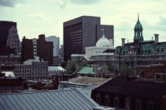 June 2, 2020 | View from Chapelle Notre Dame de Bon Secours, rightside City Hall, Montreal, Quebec, Canada