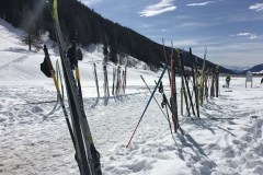 March 11, 2017 | Cross-country skiing paradise Goms. In front of the Bürli-Schiirli in Oberwald, Switzerland